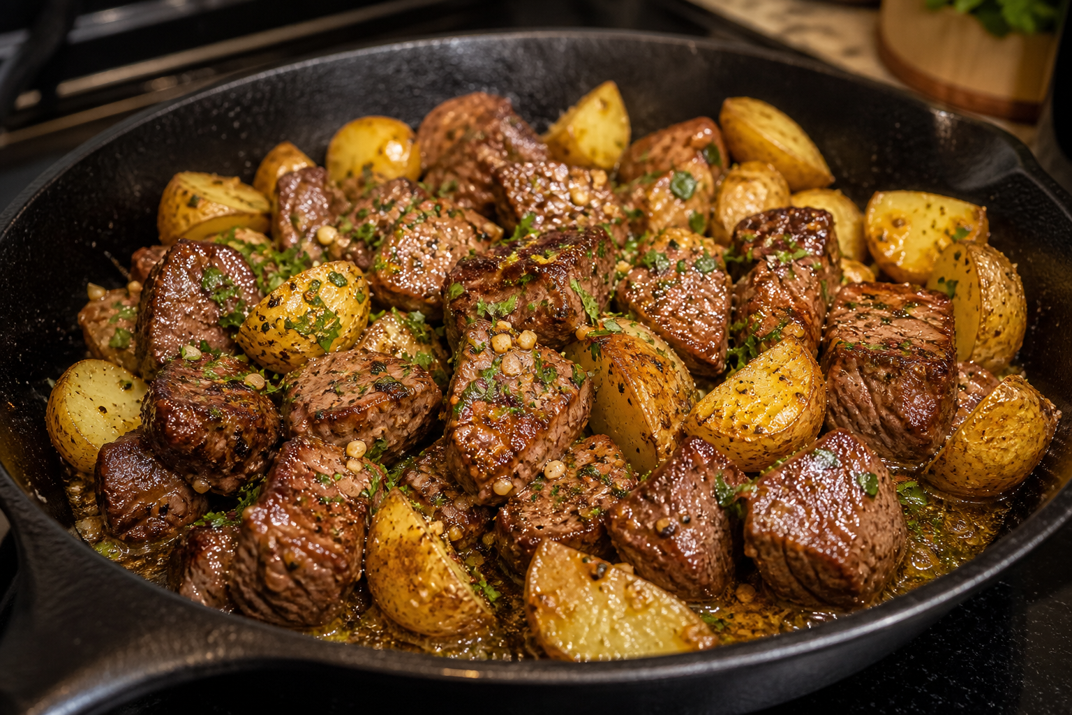 Loaded garlic butter steak bites