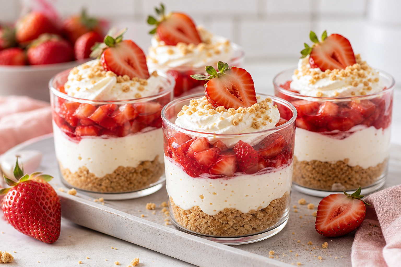 No-bake strawberry cheesecake cups