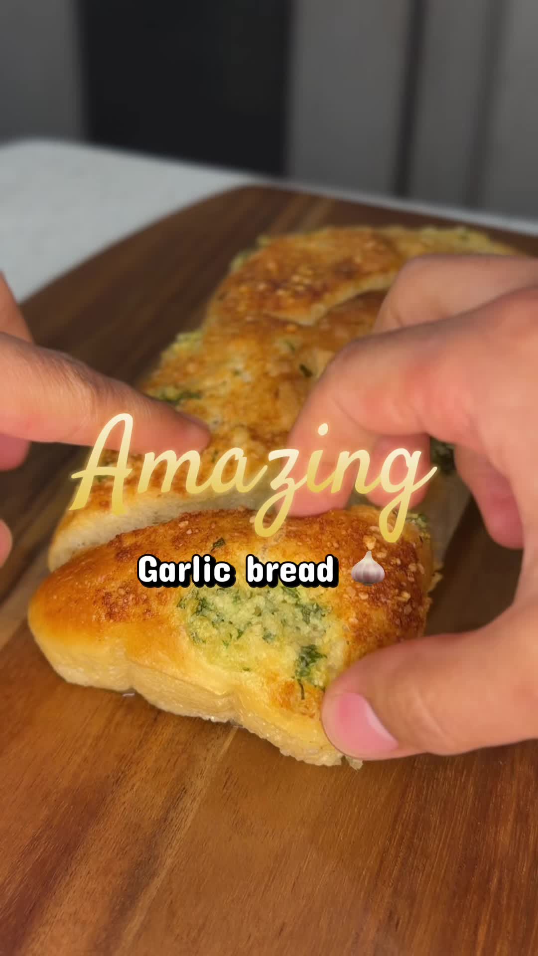 Pull-apart garlic bread made from frozen Rhodes rolls