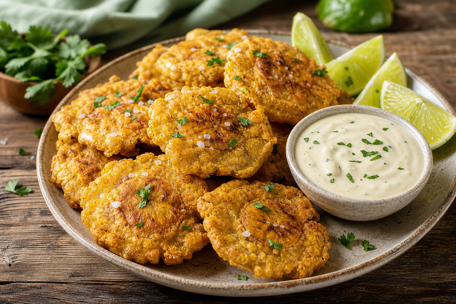 Patacones with Garlic Sauce