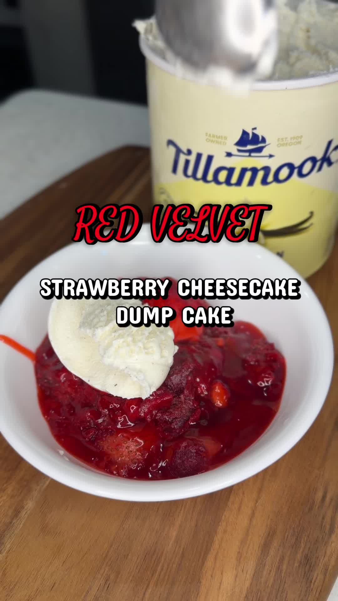 Red velvet strawberry cheesecake dump cake