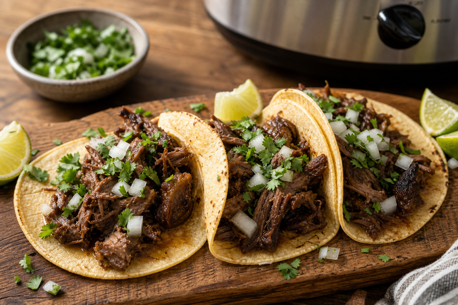 Slow Cooker Beef Barbacoa Tacos